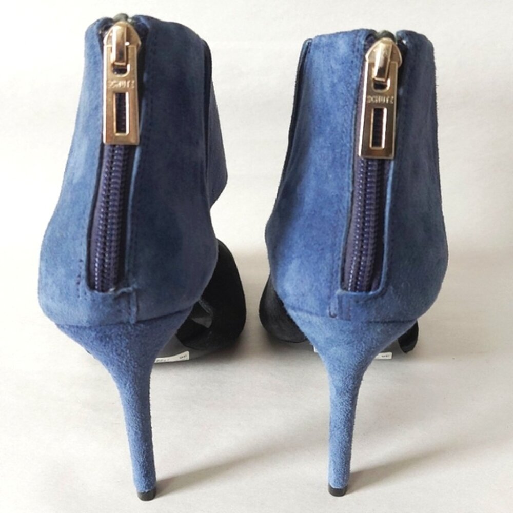 Schutz Peep-toe High Heels Size 7 Suede Colorblock Comfort Back Zipper Sandals - Picture 9 of 11